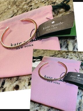 kate spade Rose Gold Open Cuff Bracelet with Pink Pouch